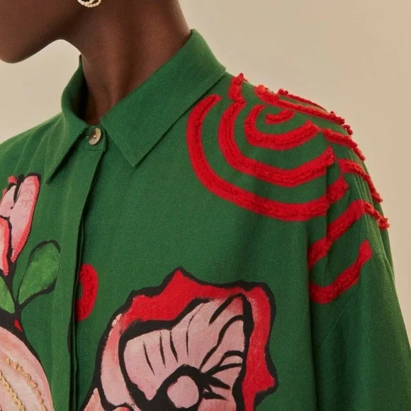 FARM Rio Green Floral Blouse - Picture 5 of 13